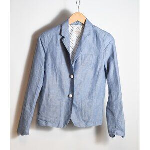 Gap Women's Blue White Seersucker Striped Academy Blazer Jacket Pockets Size 4
